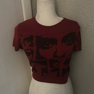 SHEIN Maroon Icon 90’s Graphic Crop T-shirt M Artwork Self Portrait Festival
